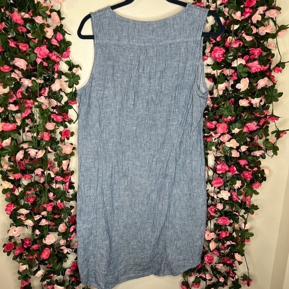 Max Jeans Blue White Striped Tunic Linen Casual Sleeveless Minimalist Staple M - Picture 7 of 8